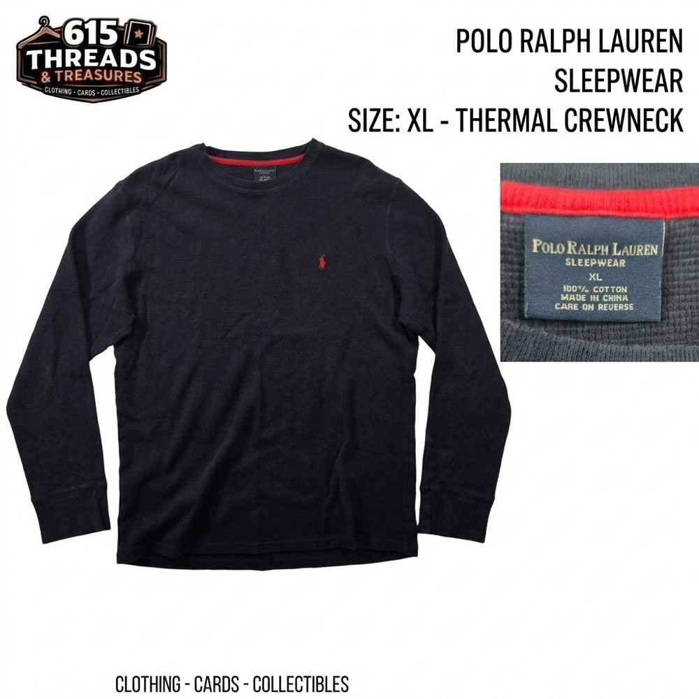 Polo Ralph Lauren Sleepwear Thermal Shirt Mens XL Navy Blue Long Sleeve Crewneck